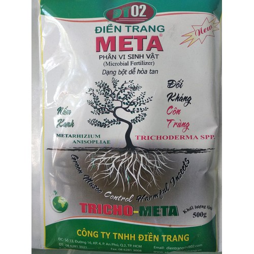 Nấm xanh Metarhizium anisopliae đối kháng côn trùng, bảo vệ bộ rễ (ĐIỀN TRANG TRICHO META 500G)