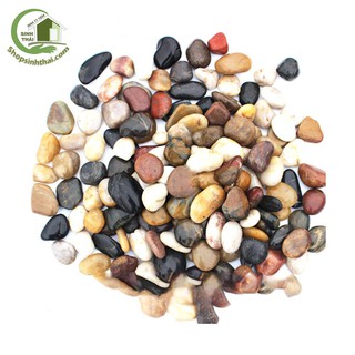 1kg đá sỏi màu hỗn hợp lớn - đá trang trí trồng cây - trang trí bể cá - sân vườn