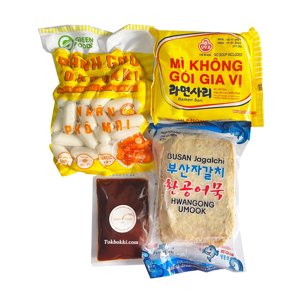 [Tokbokki.com] [TẶNG MÌ HQ] Combo Bánh Gạo Nhân Phô Mai Tokbokki Sốt Cay với Chả Cá Hàn Quốc