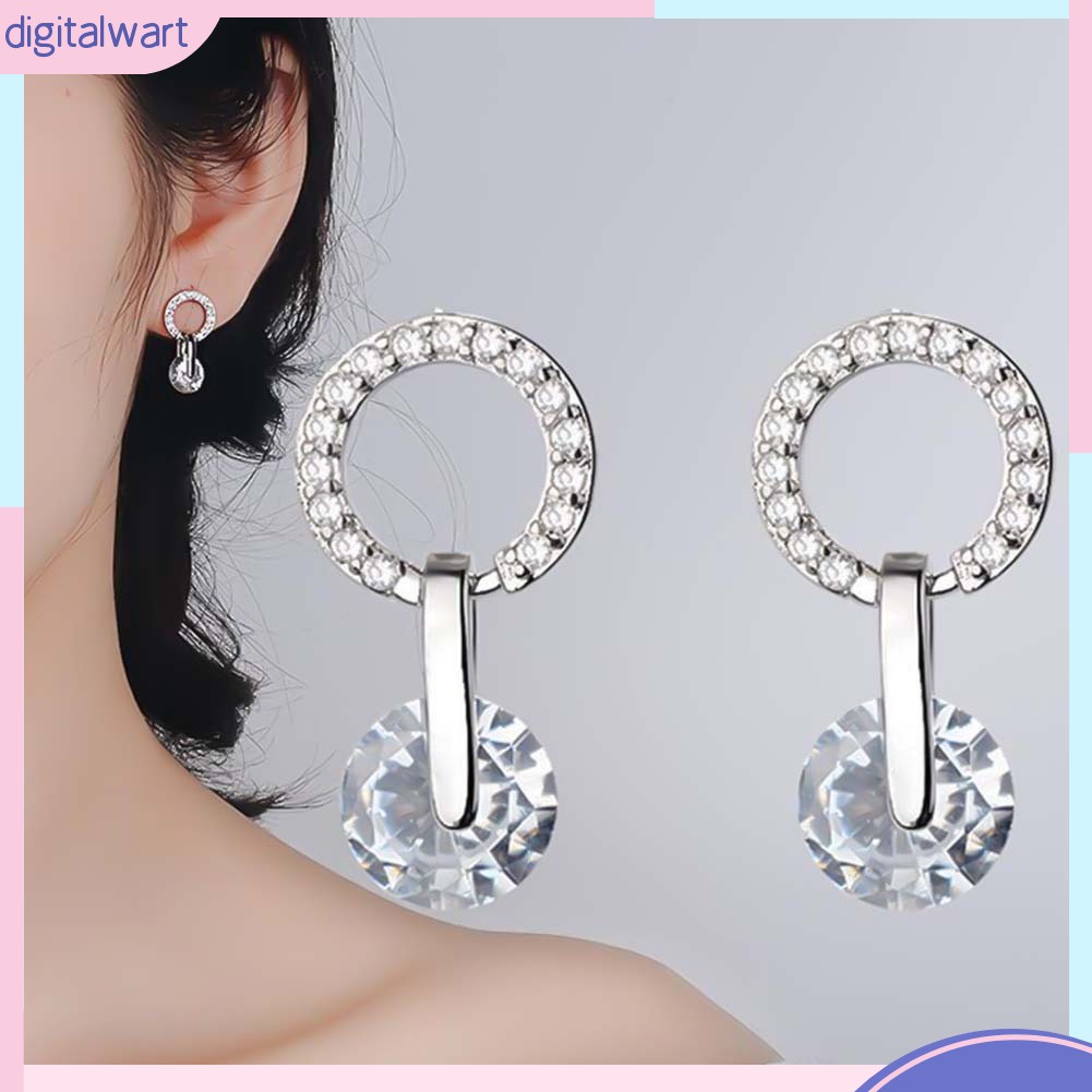 Hoa tai hình tròn đính đá thời trang cho nữ