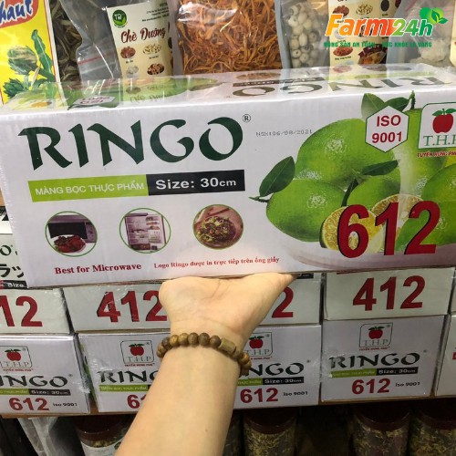 Màng bọc thực phẩm Ringo 612, kích thước 30cm x 500m, chính hãng công ty, co giản tốt, dùng được lò vi sóng