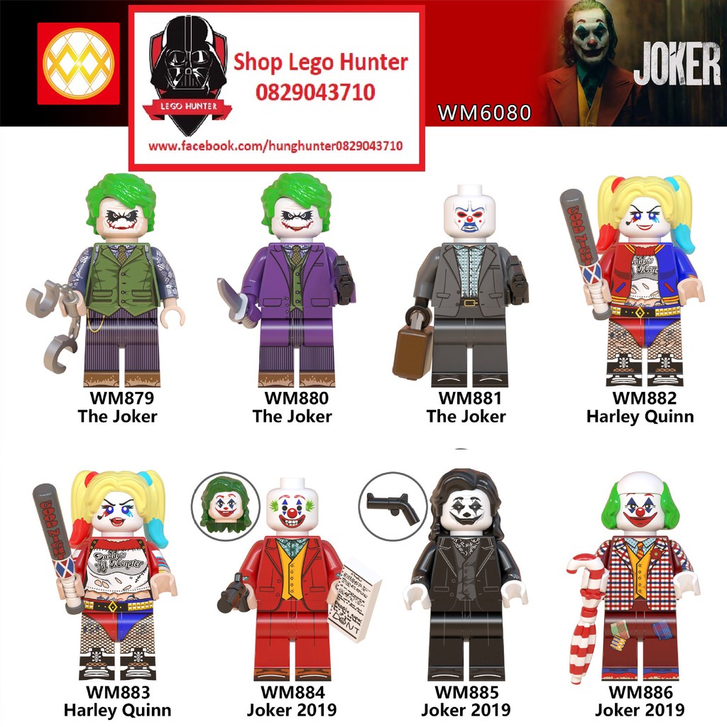 Xếp Hình Minifigures nhân vật phản diện Joker Harley Quinn vũ trụ DC WM 6080
