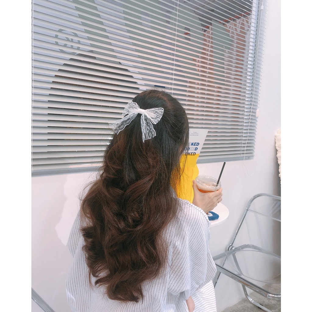 Kẹp Tóc Nơ Ren Trắng KN02