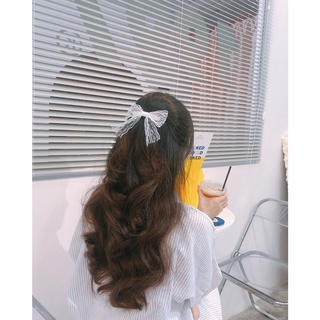 Kẹp tóc nơ ren trắng kn02