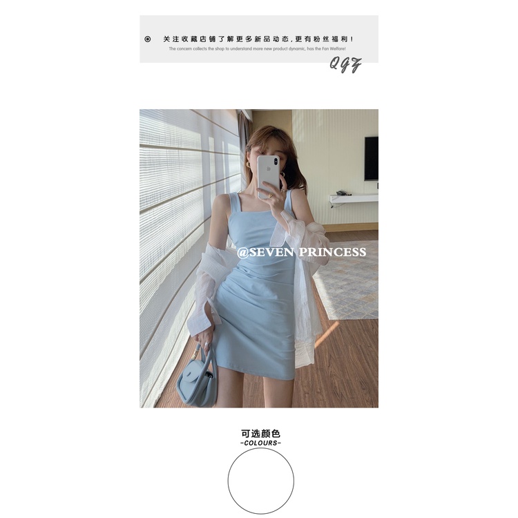 Đầm Ôm Hai Dây Màu Xanh Dương Thời Trang Mùa Hè Mới Cho Nữ | BigBuy360 - bigbuy360.vn