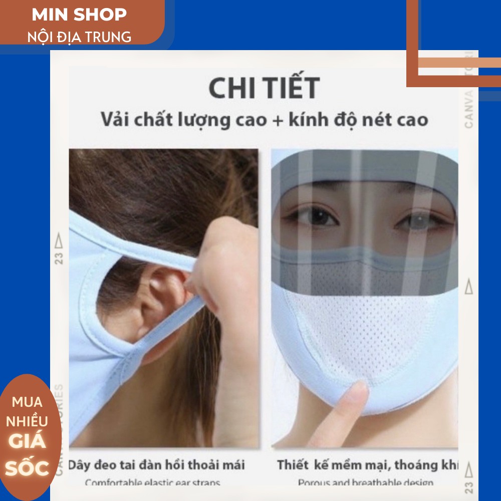 Khẩu Trang Mặt Nạ Có Kính[🔥LOẠI XỊN CÓ SẴN 2 KÍNH ĐEN VÀ TRẮNG🔥] Chống Dịch, Chống Tia UV, Chống Bụi, Cực Thoáng Mát