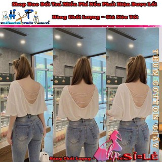 Áo thun cotton giấy nữ ngắn tay phối ngọc mẫu mới thời trang 2020