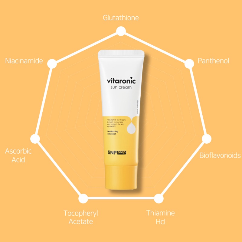Kem Chống Nắng SNP Prep Vitaronic Sun Cream Cấp Ẩm Dưỡng Trắng Ngăn Ngừa Nám Da SPF 50+ PA++++ 50g