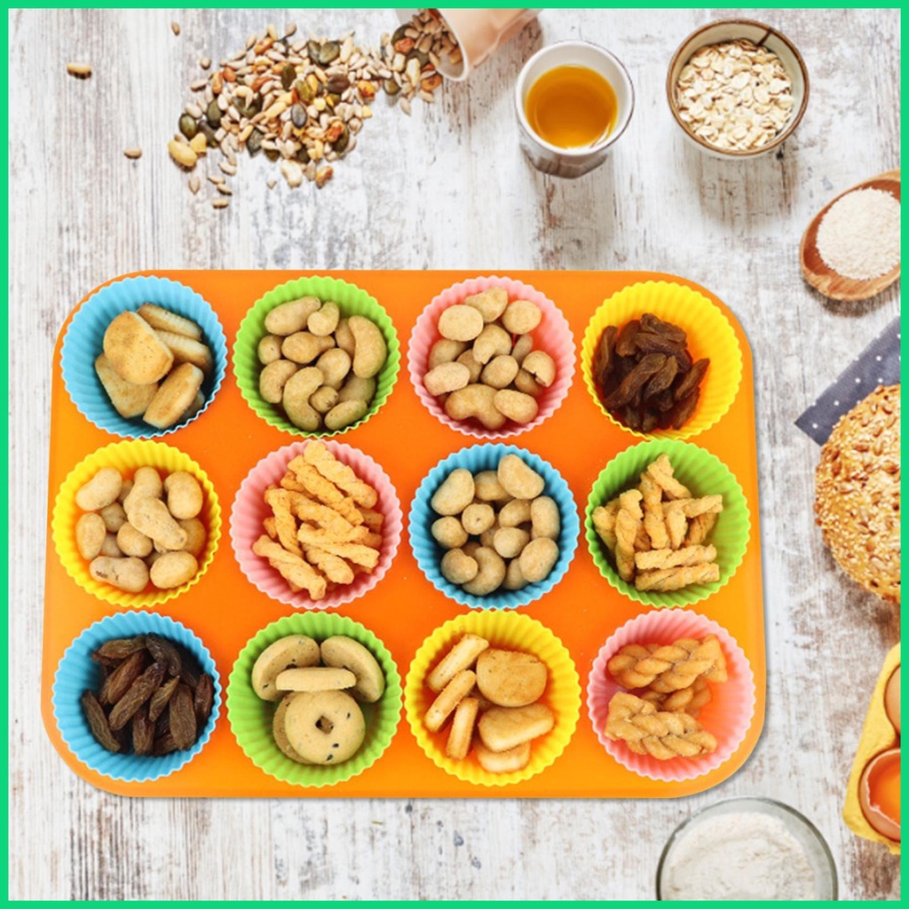Set 11 Cốc Làm Bánh Muffin Bằng Silicone Chống Dính Tái Sử Dụng Được