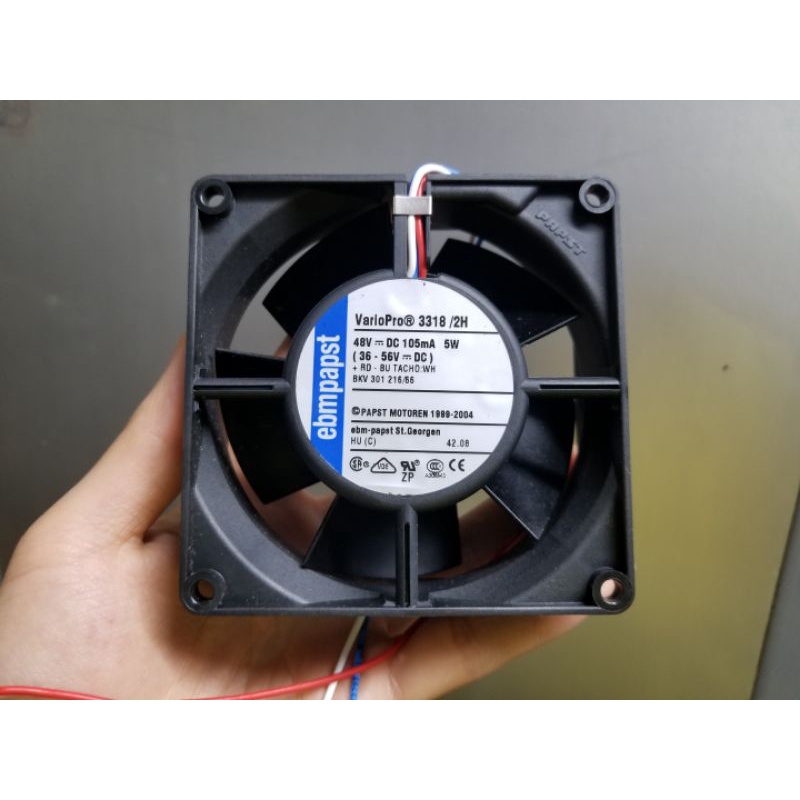 Quạt gió 48V DC Ebmpapst VarioPro 3319 (Auto 36-56V DC 5W) KT: 92x92x25mm. Sử dụng hút ẩm, thông gió. Chống nước IP68