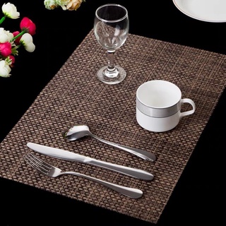 Tấm lót chén dĩa bàn ăn nhựa chống thấm giả tre đan hình chữ nhật sang trọng tinh tế dễ lau chùi nhiều màu sắc - 30x45cm