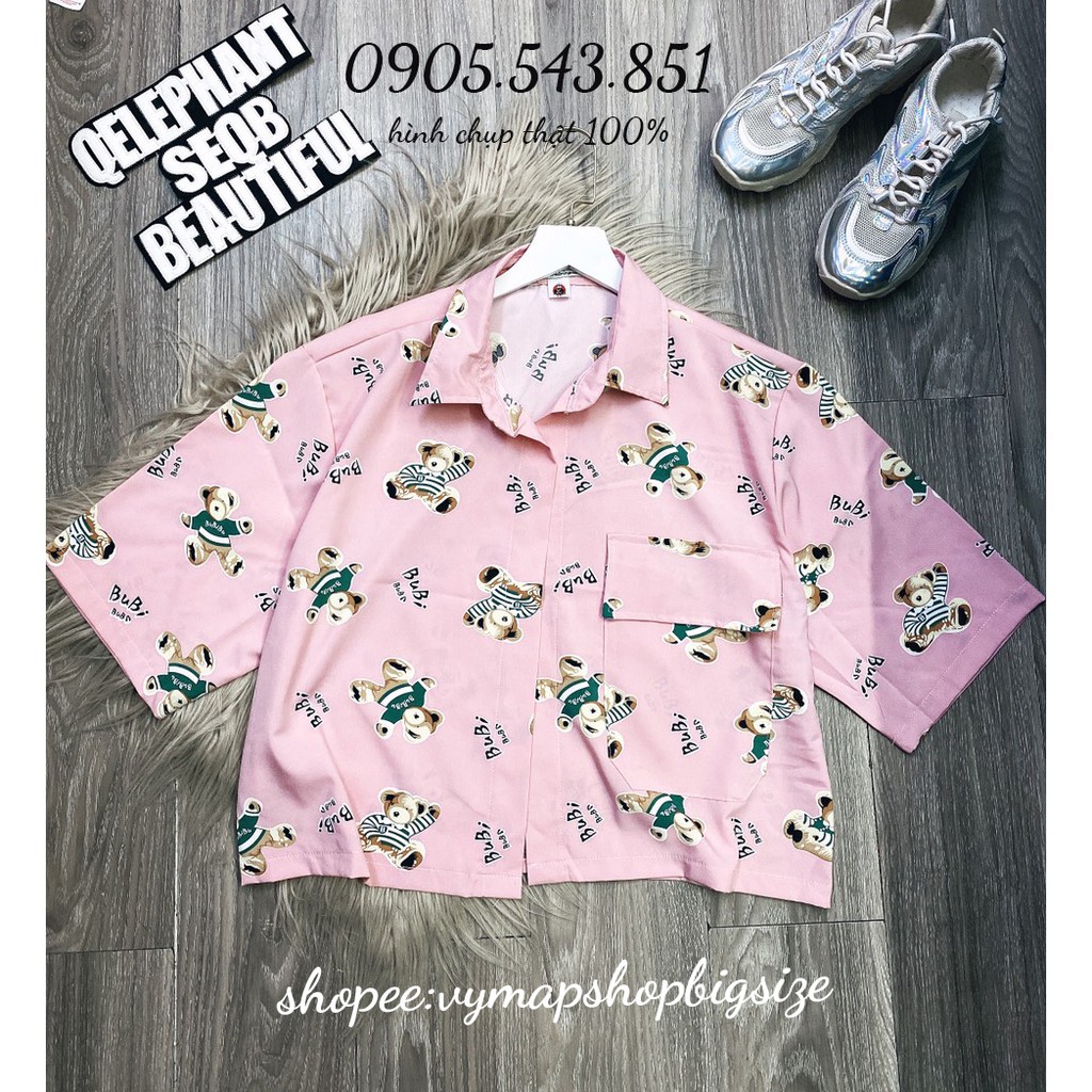 áo sơ mi croptop ulzzang tay lỡ bigsize ( đủ size 50-100kg)