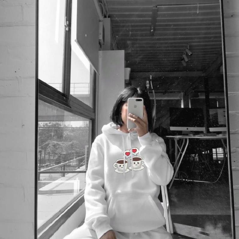 🎁 SALE- Áo nỉ hoodie hoạt hình coffee suông rộng unisex có mũ, chất nỉ bông siêu ấm - áo chất 💖