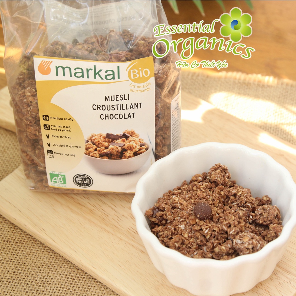 [Ngũ cốc ăn sáng cho Mẹ và Bé] Ngũ cốc muesli giòn sô cô la hữu cơ Markal 375g date 1/9/2023