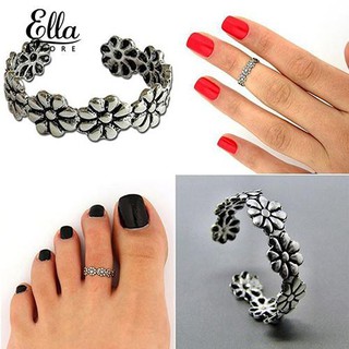 Ellastore 2Pcs Women Vintage Adjustable Silver Plated Foot Toe Ring Beach