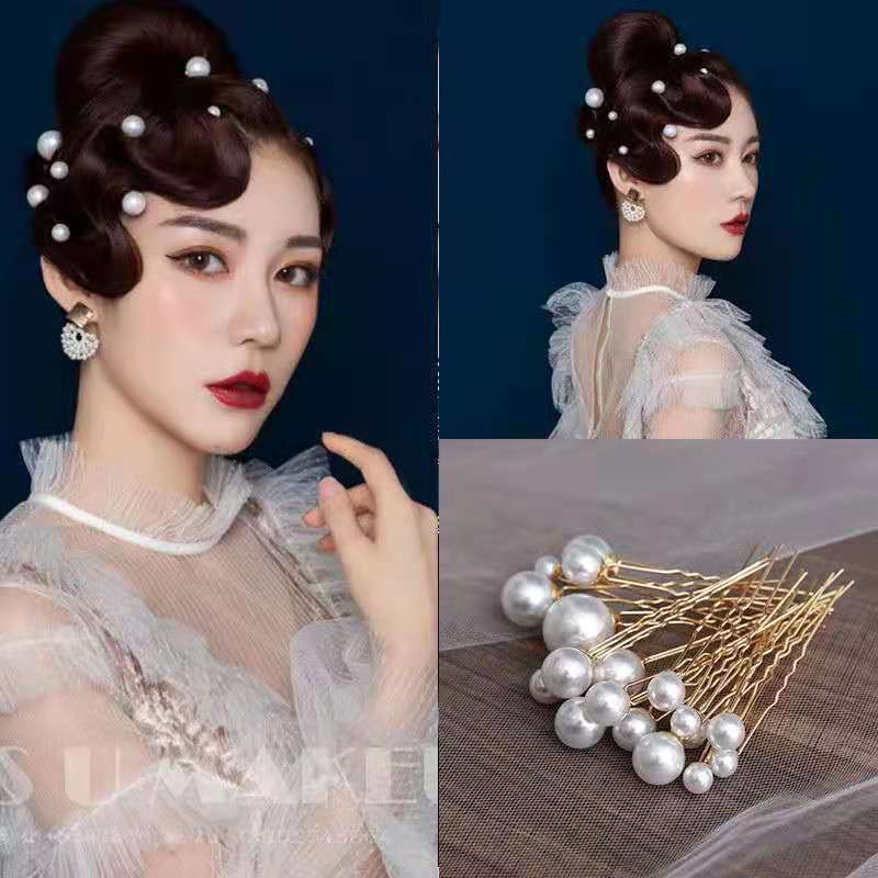 Set 20 Kẹp Tóc Hình Hoa Đính Ngọc Trai Thanh Lịch Cho Nữ