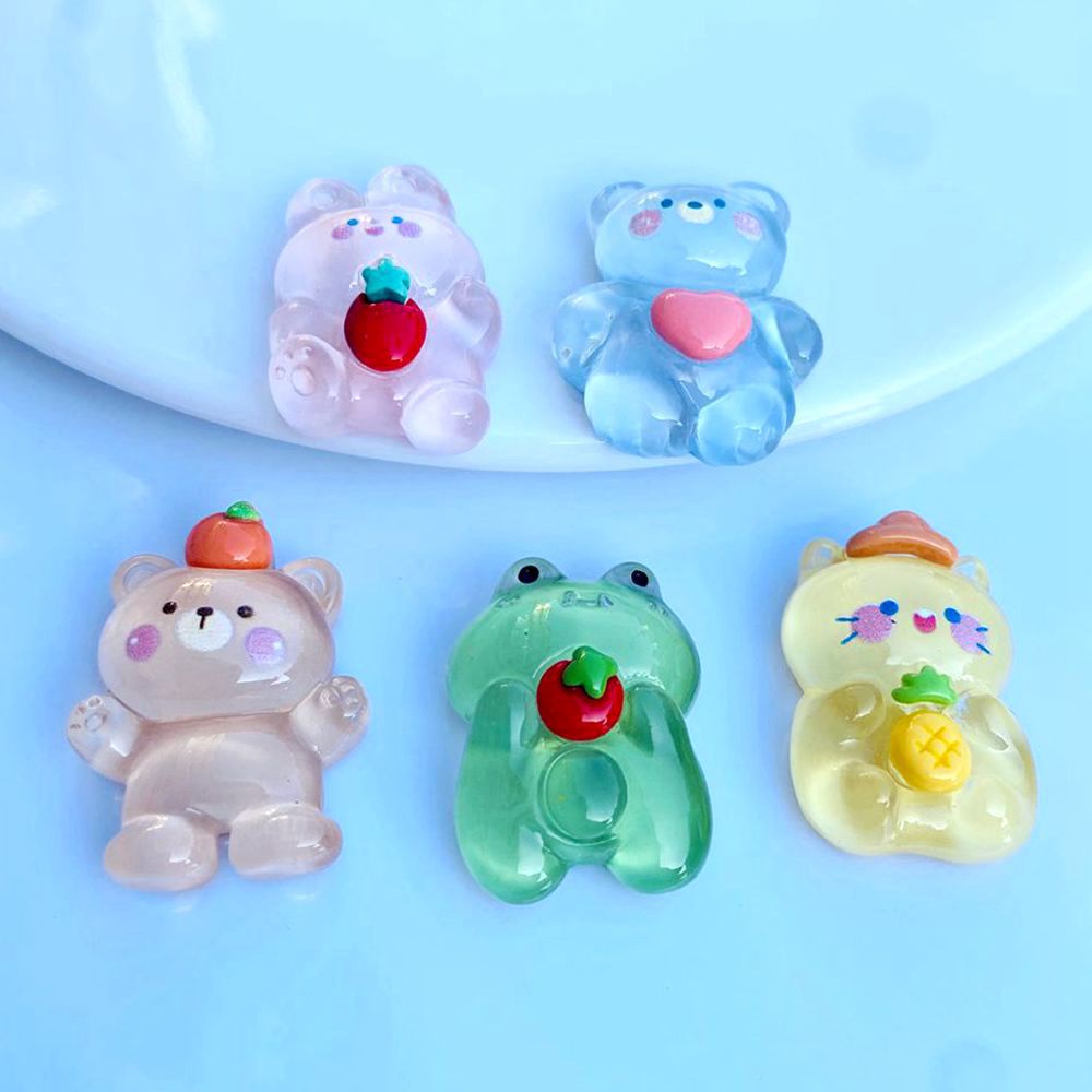 Bộ 10 Phụ Kiện Hình Ếch/Thỏ Bằng Nhựa Resin Trong Suốt Trang Trí Cho Điện Thoại