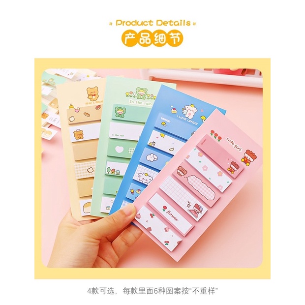 [Mã LIFEXANH03 giảm 10% đơn 500K] Set 100 tờ giấy note - kẹp sách ghi chú đánh dấu trang xinh xinh