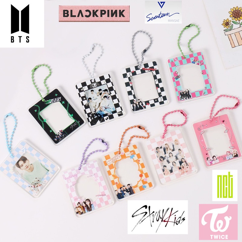 Móc Khóa Bằng Acrylic Hình KPOP BTS BLACKPINK NCT ENHYPEN TWICE SEVENTEEN DIY