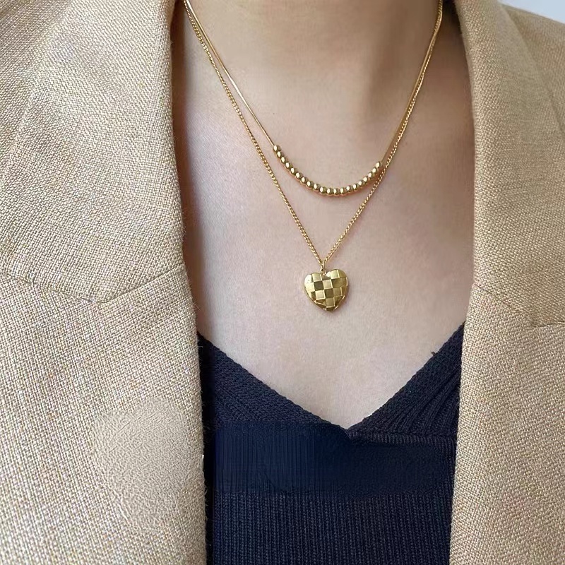 Dây Chuyền Chuỗi Hạt Tròn Bằng Thép Titanium Mạ Vàng 18K Phong Cách Mới (Hàng Có Sẵn)