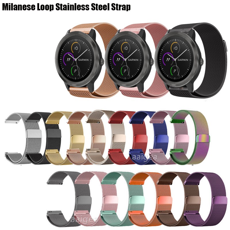 Dây Đeo Inox Milanese Cho Đồng Hồ Thông Minh Garmin Vivoactive 3 Music / Forerunner 645 245 / Venu Sq