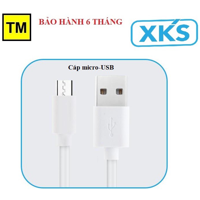 Dây sạc nhanh 2A vỏ nhựa dẻo micro-USB màu trắng/đen XKS (bảo hành 6 tháng)