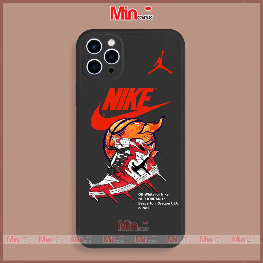 Ốp lưng điện thoại iPhone Nike cạnh viền vuông silicon dẻo bảo vệ camera ip 6/6s/7/8/X/XS/XR/11/12/13/14 Pro Plus Max