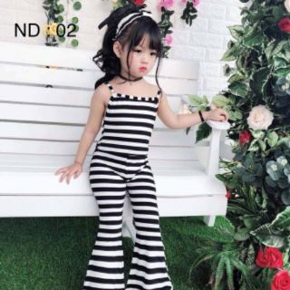 Set body áo 2 dây quần loe sọc