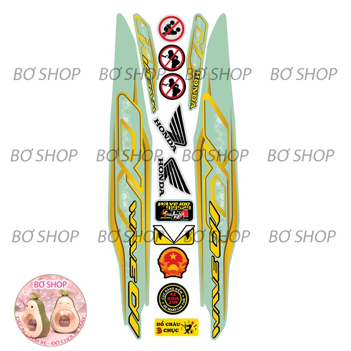 Tem rời WAVE ALPHA 100cc & 50cc   BƠ SHOP - Tem 3 lớp chống phai màu