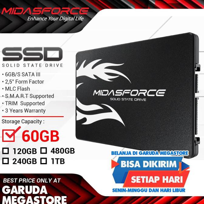Ổ Cứng Ssd Midasforce 60gb Sata Iii-6Gb / S - Màu Đen