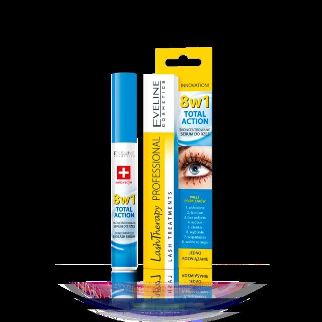 Huyết thanh dưỡng dài mi hiệu ứng chuyên nghiệp Eveline 8in1 Total Action Lash Therapy Profesional chiết xuất tinh dầu a
