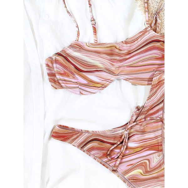 [BKN1187] &lt;ÂU&gt; SET BIKINI NÂU VÂN GỖ (CÓ GỌNG)