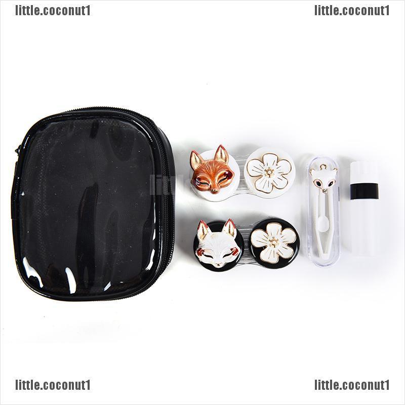 Set 2 Cặp Hộp Đựng Kính Áp Tròng Kèm Túi Đựng Trong Suốt Cho Du Lịch