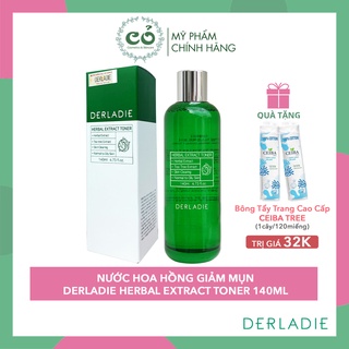 Toner Derladie Tràm Trà - Nước Hoa Hồng Giảm Mụn Cho Da Nhạy Cảm Derladie Herbal Extract Toner - Chai Màu Xanh 140ml