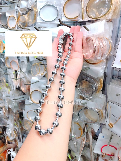 Dây chuyền ball chain inox nam nữ bi tròn 12Ly
