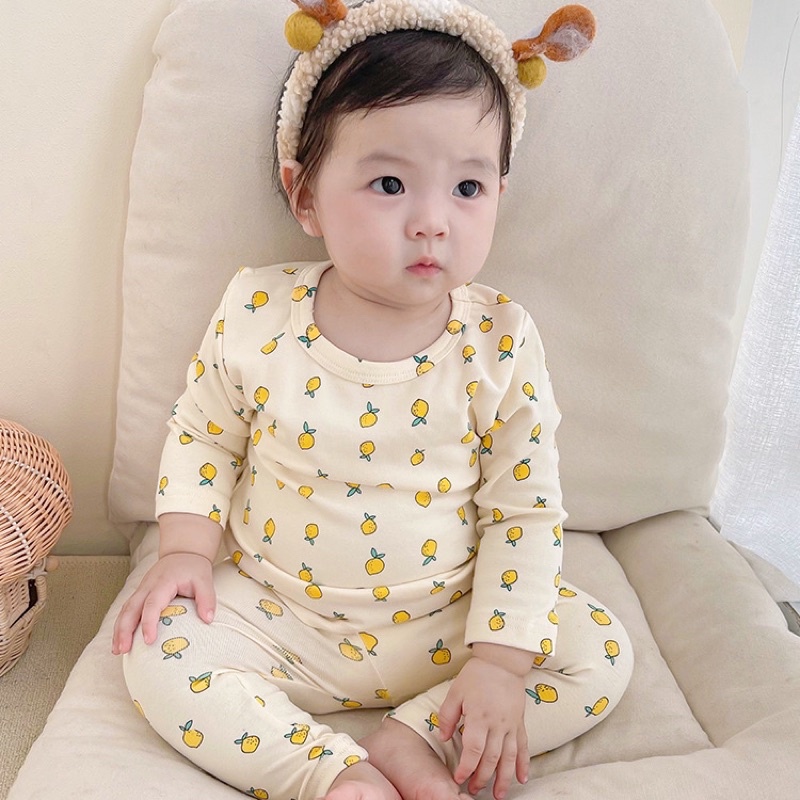 Bộ thun dài tay chất dày dặn cho bé mặc thu đông hàng QC bao sịn sò