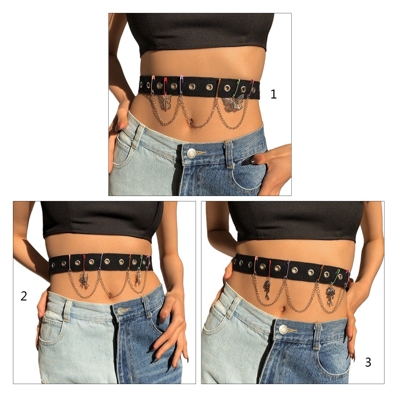 Dây Thắt Lưng Màu Đen Với Mặt Hợp Kim Gợi Cảm Thời Trang