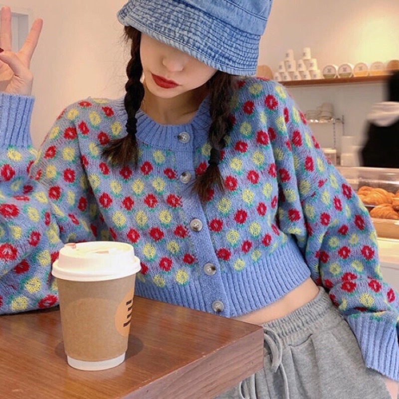 [ORDER TAOBAO] ÁO CARDIGAN HOA CROPTOP
