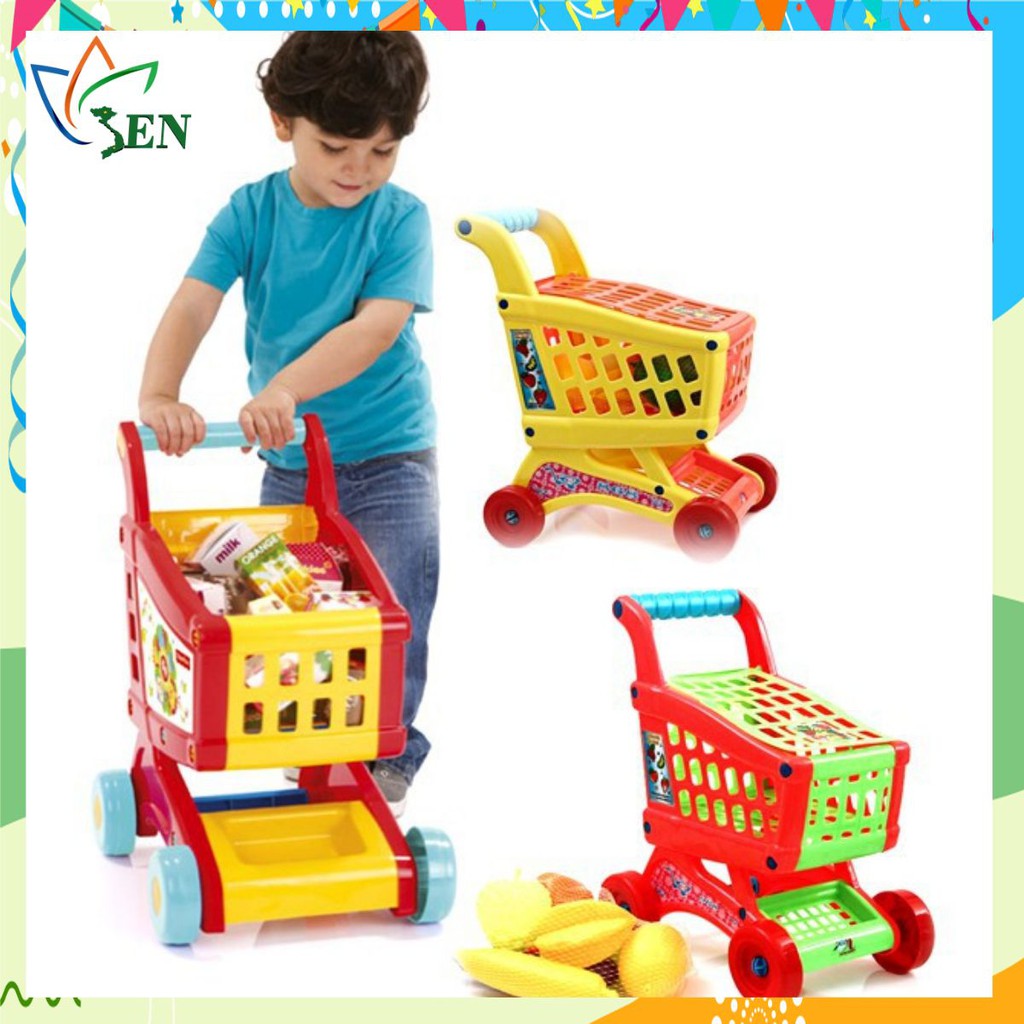 Trọn bộ đồ chơi xe đẩy hàng siêu thị kèm túi rau củ qủa loại đặc biệt cho bé