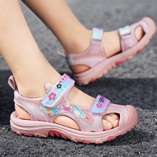 Giày sandal rọ bít mũi bé gái đi học quai hậu, giày bé gái 5-14 tuổi, Giày quai hậu công chúa thời trang mùa hè 2022