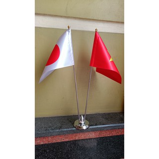 cờ việt nhật bộ cờ để bàn đế inox chữ v