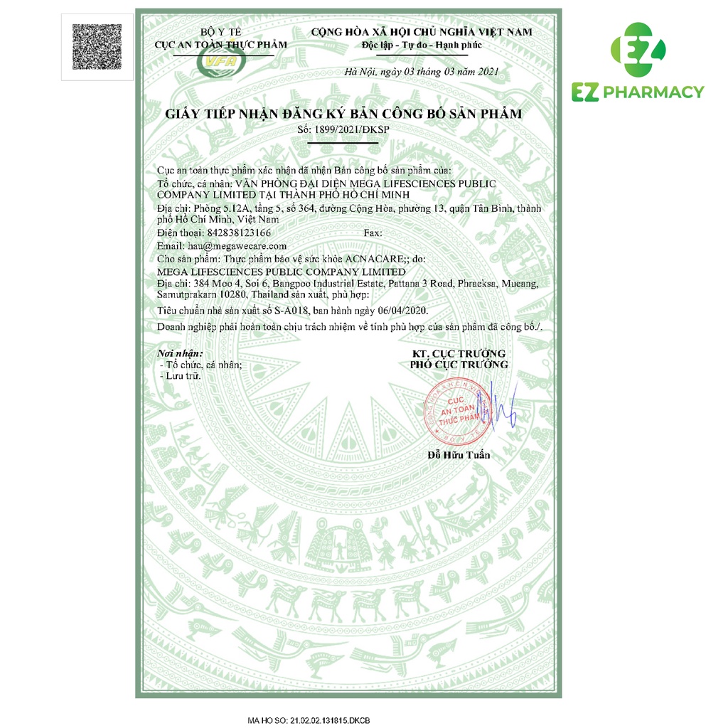 Viên Uống Acnacare Bổ sung kẽm hỗ trợ ngừa mụn, giảm tiết bã nhờn – Hộp 30 viên