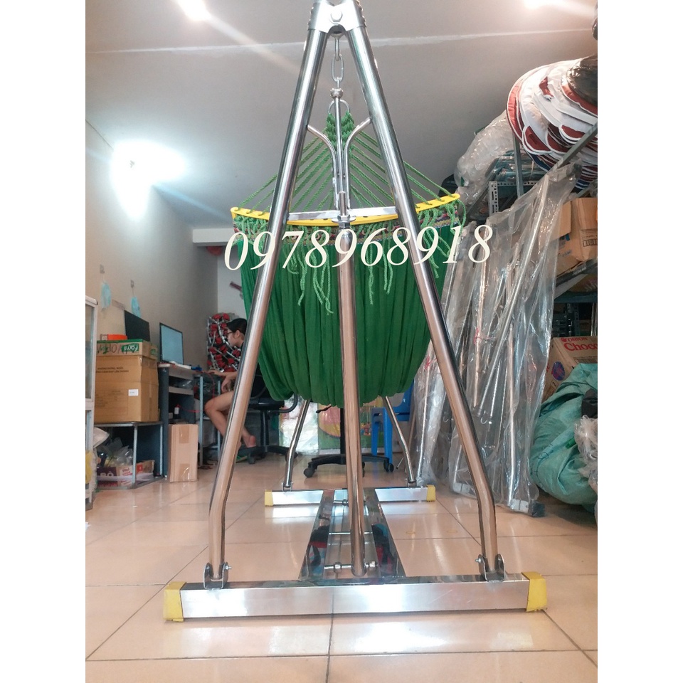 Khung võng xếp inox vuông khung và lưới giá buôn+ Tặng màn võng