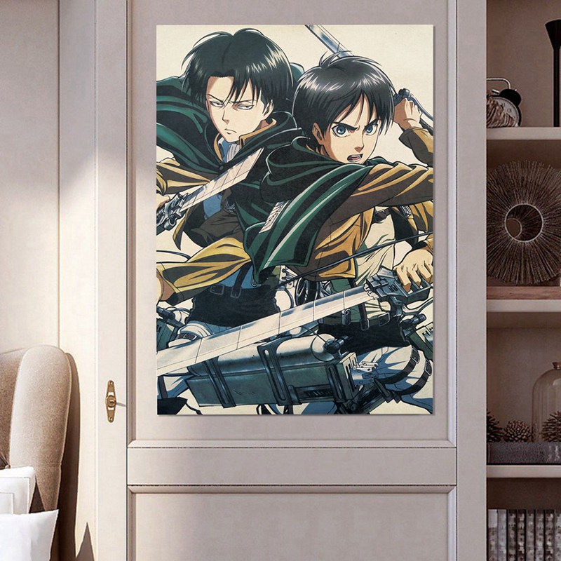 flowersqueen Tấm áp phích in hoạt hình Attack On Titan ấn tượng