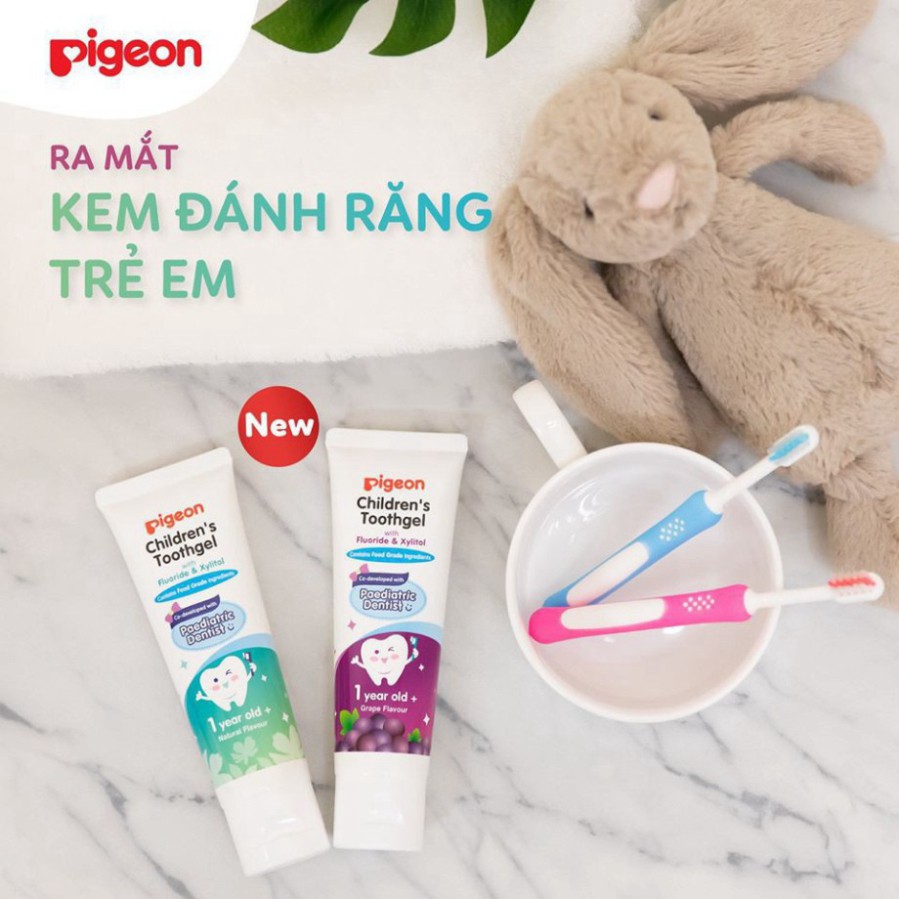 [Chính Hãng] Kem đánh răng cho bé Pigeon 45g hương nho/ hương tự nhiên