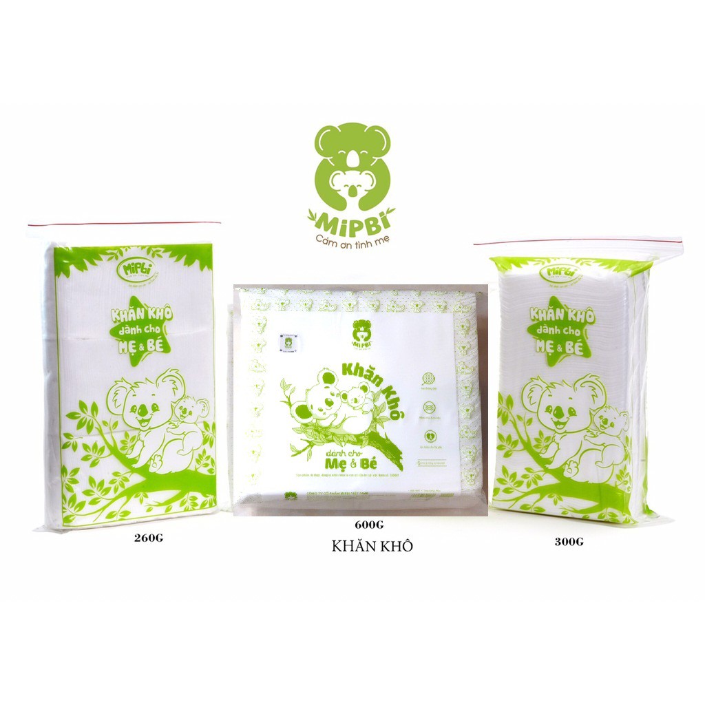 (có tem) Khăn khô đa năng mipbi (mipi) gói 260g, 600g, 900g