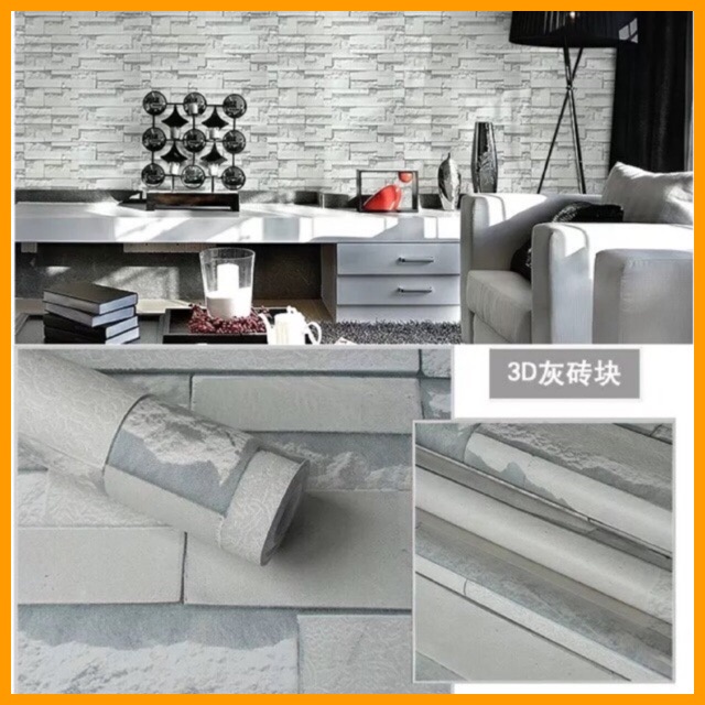 10m giấy dán tường sẵn keo đá ghi xám khổ 45cm 5223