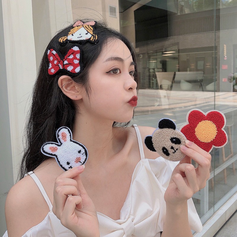 Kẹp Tóc Hình Trái Tim Chất Liệu Lông Cừu Jp5