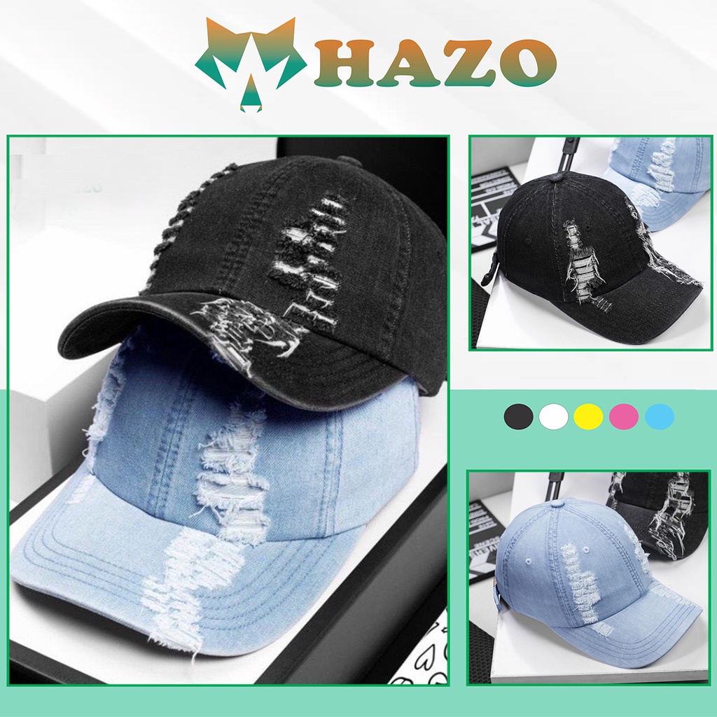 Mũ Lưỡi Trai Nón Kết Jean Chất Xịn Rách 374 Phong Cách Ulzzang Form Unisex Nam Nữ - Hazo