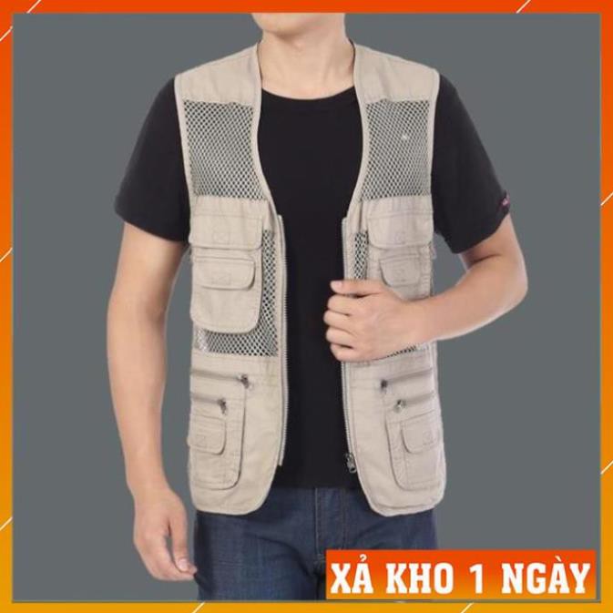  [FreeShip – Xả Kho 1 Ngày] Áo gile Nam - Áo ghi lê Lưới Lính Mỹ Vest gile Nam Nhiều Túi